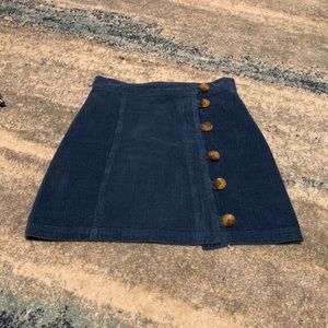 Blue corduroy medium mini skirt